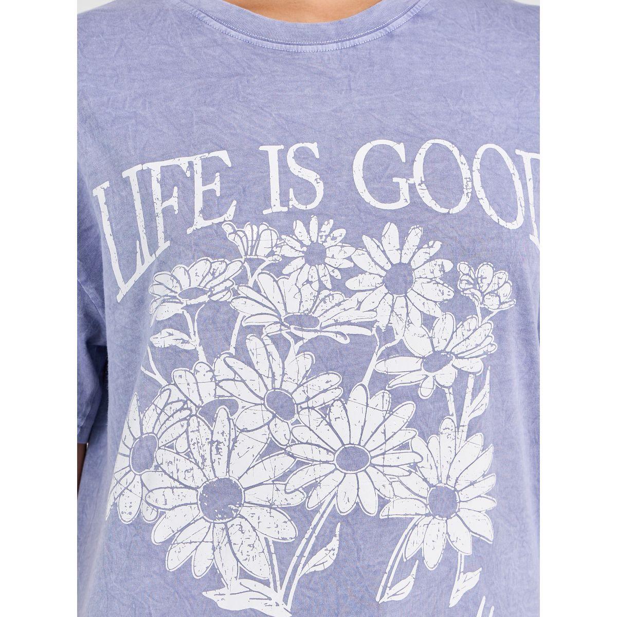 تيشيرت فضفاض مطبع بطبعة جرافيك مع اكمام قصيرة-women-clothing-tshirts-image-4
