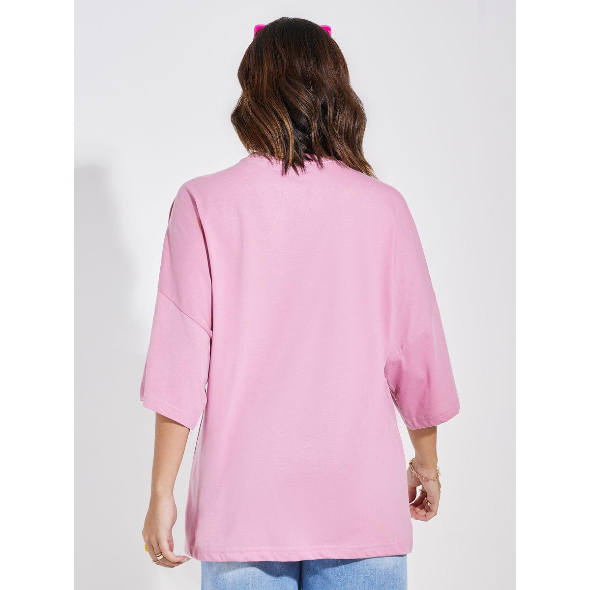 تيشيرت فضفاض بتفاصيل مُطرّزة واكمام كبيرة-women-clothing-tshirts-image-5