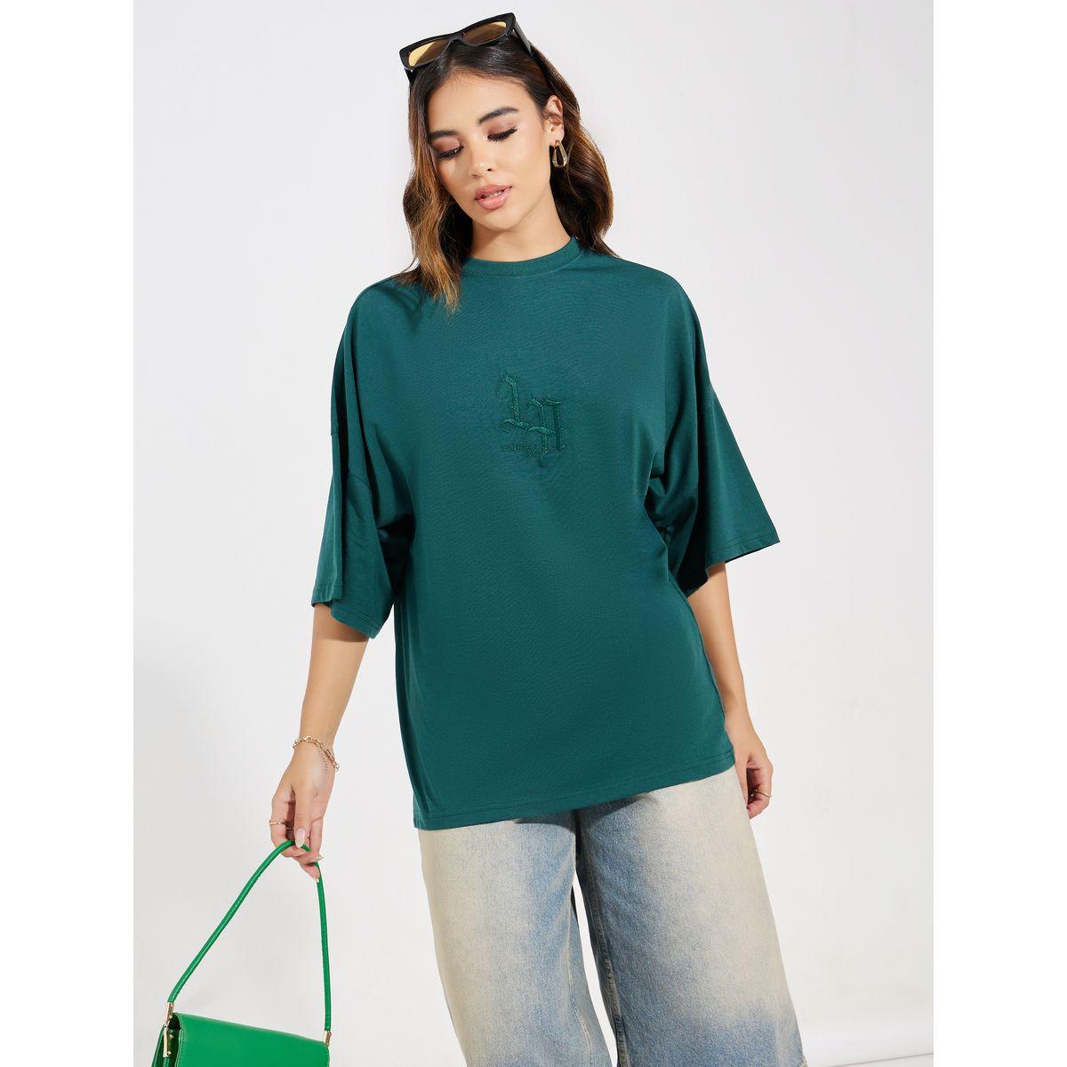 تيشيرت فضفاض بتفاصيل مُطرّزة واكمام كبيرة-women-clothing-tshirts-image-1