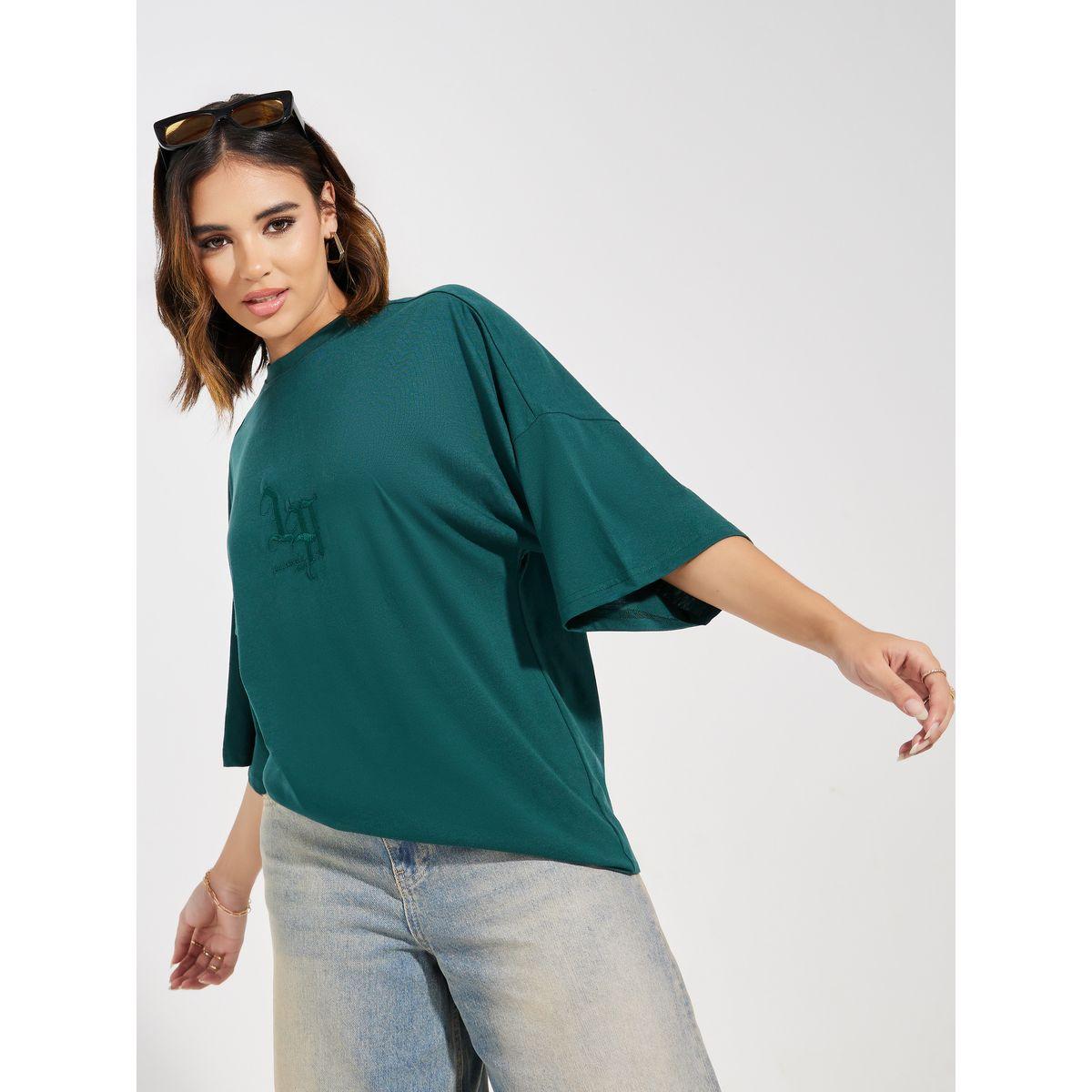 تيشيرت فضفاض بتفاصيل مُطرّزة واكمام كبيرة-women-clothing-tshirts-image-5