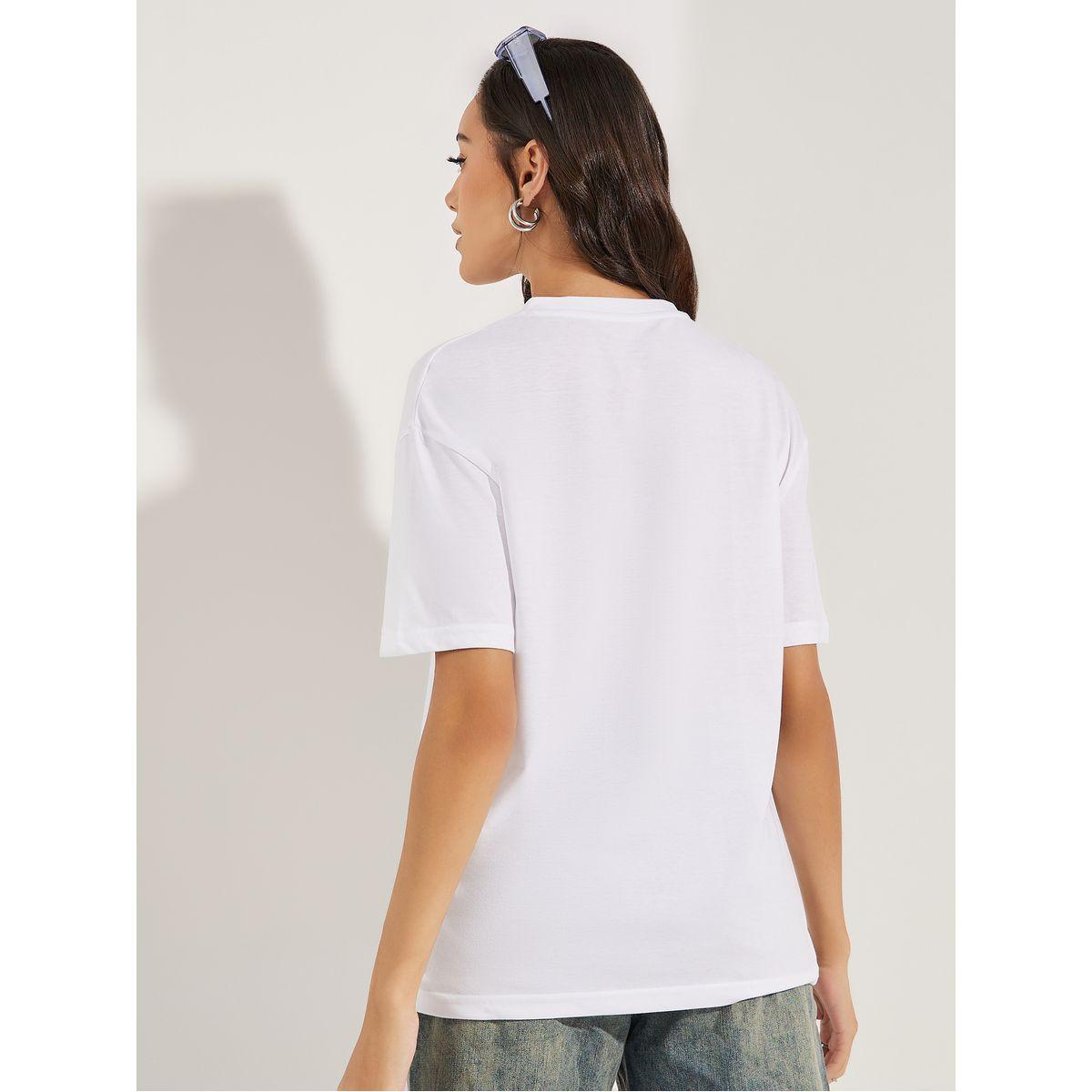 تيشيرت فضفاض بطبعة كتابة واكتاف منخفضة-women-clothing-tshirts-image-5