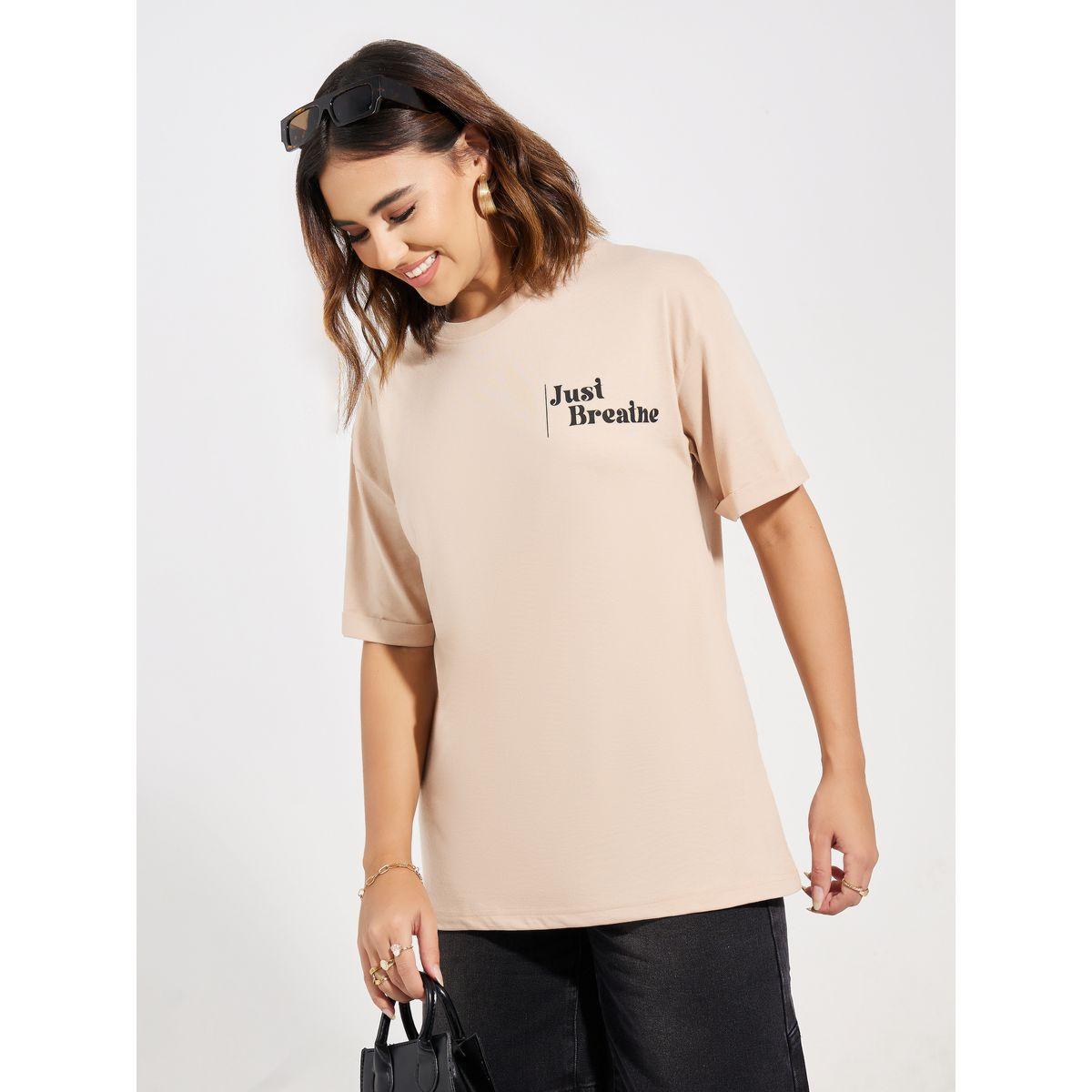 Styli Oversized Dropped Shoulder Slogan Print T-Shirt-women-clothing-tshirts-image-1