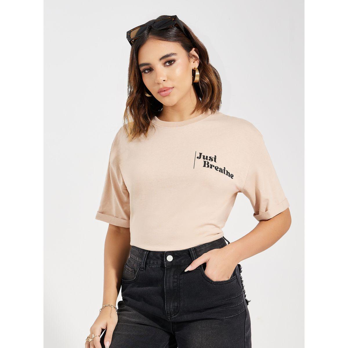 Styli Oversized Dropped Shoulder Slogan Print T-Shirt-women-clothing-tshirts-image-5