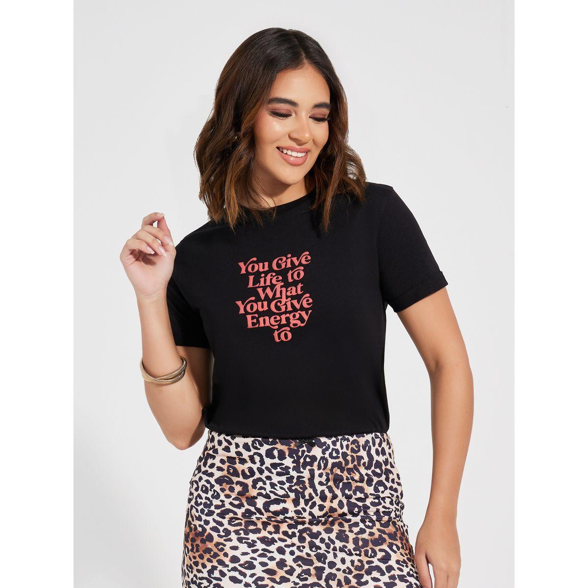 تيشيرت مطبع بكتابة مع ياقة دائرية-women-clothing-tshirts-image-5