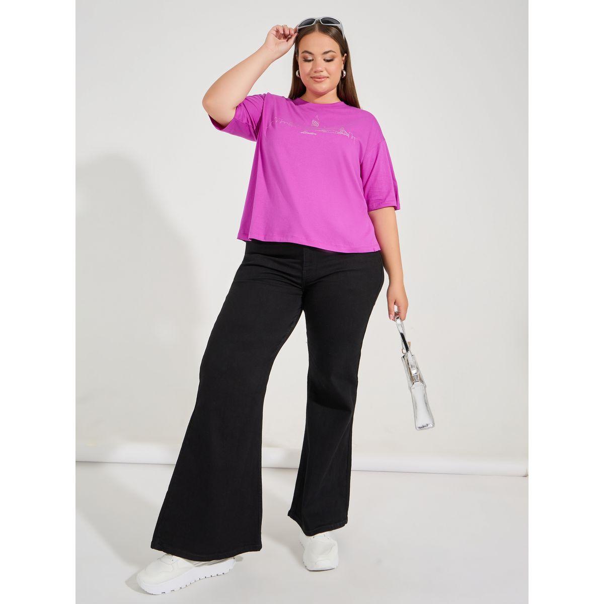 Styli Plus Size Oversized Foil Round Neck Short Sleeve T-shirt-women-clothing-tshirts-image-2