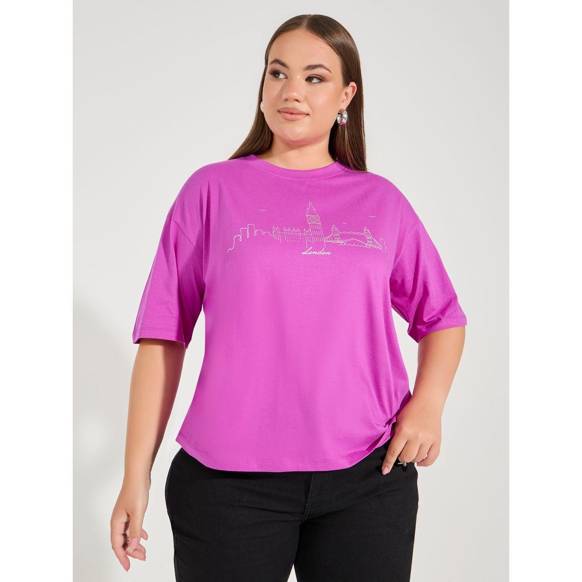 Styli Plus Size Oversized Foil Round Neck Short Sleeve T-shirt-women-clothing-tshirts-image-3