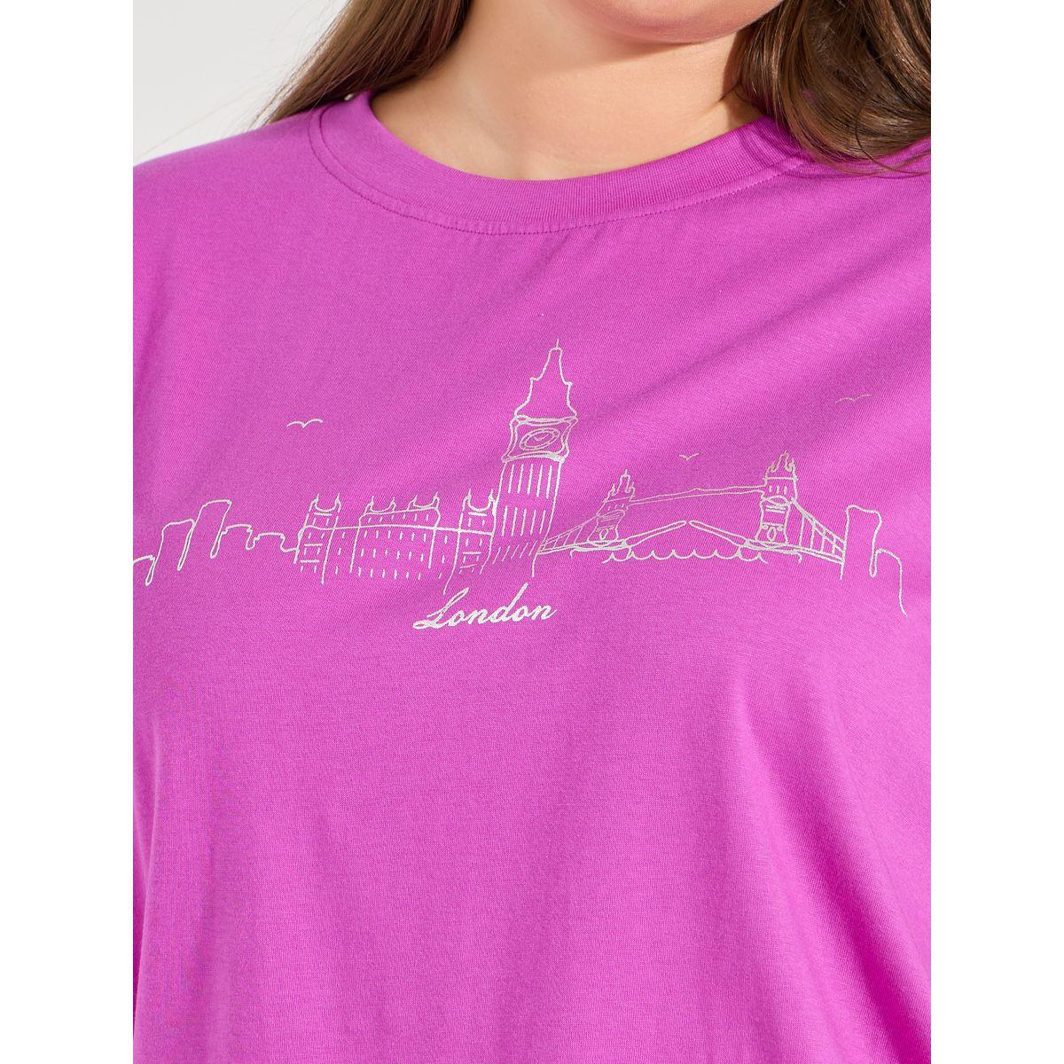 تيشيرت بمقاس كبير مع ياقة دائرية واكمام قصيرة-women-clothing-tshirts-image-4