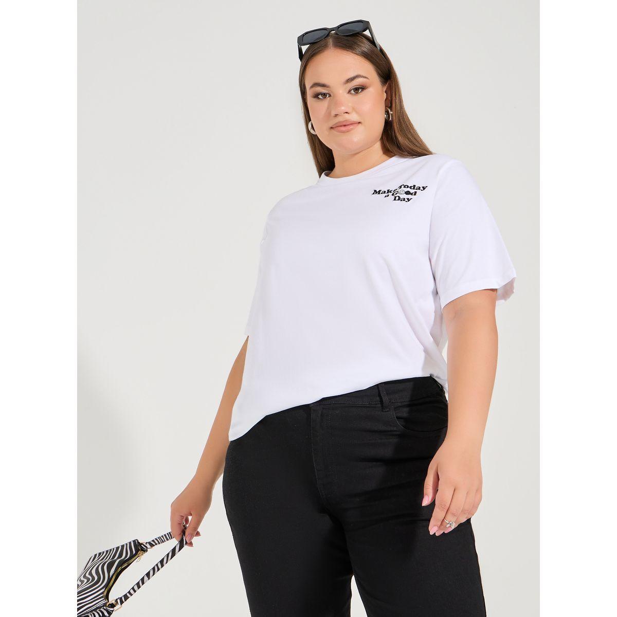 Styli Plus Size Embroidered Slogan Short Sleeve Round Neck Regular T-Shirt-women-clothing-tshirts-image-1