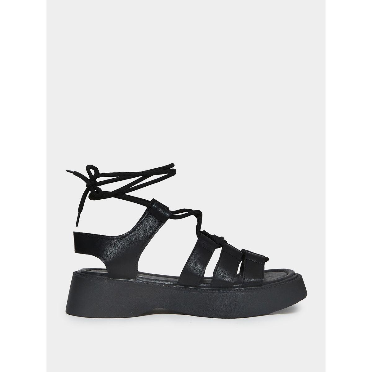 Styli Tie-Up Detail Gladiator Platform Sandals-women-shoes-heels-image-2