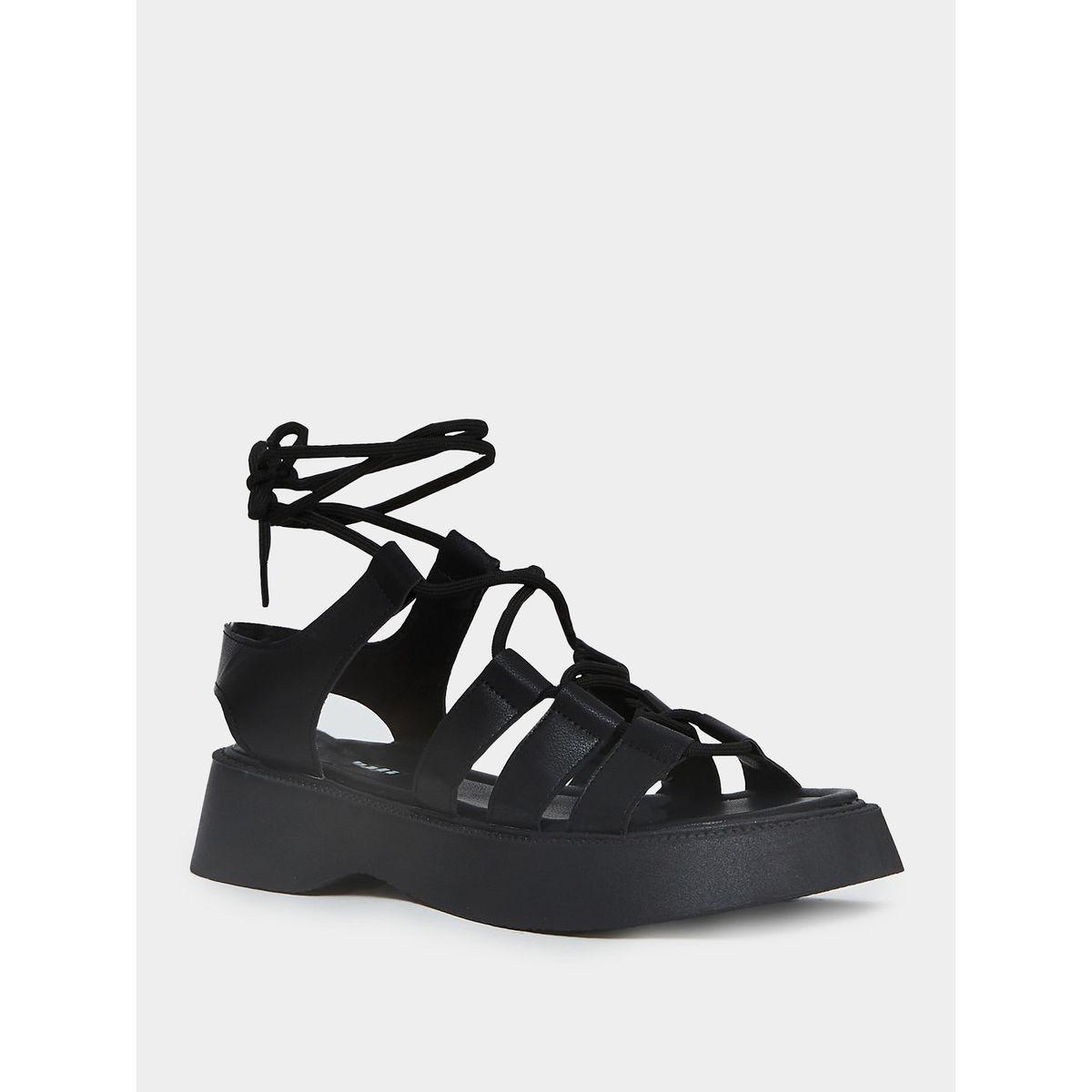 Styli Tie-Up Detail Gladiator Platform Sandals-women-shoes-heels-image-3
