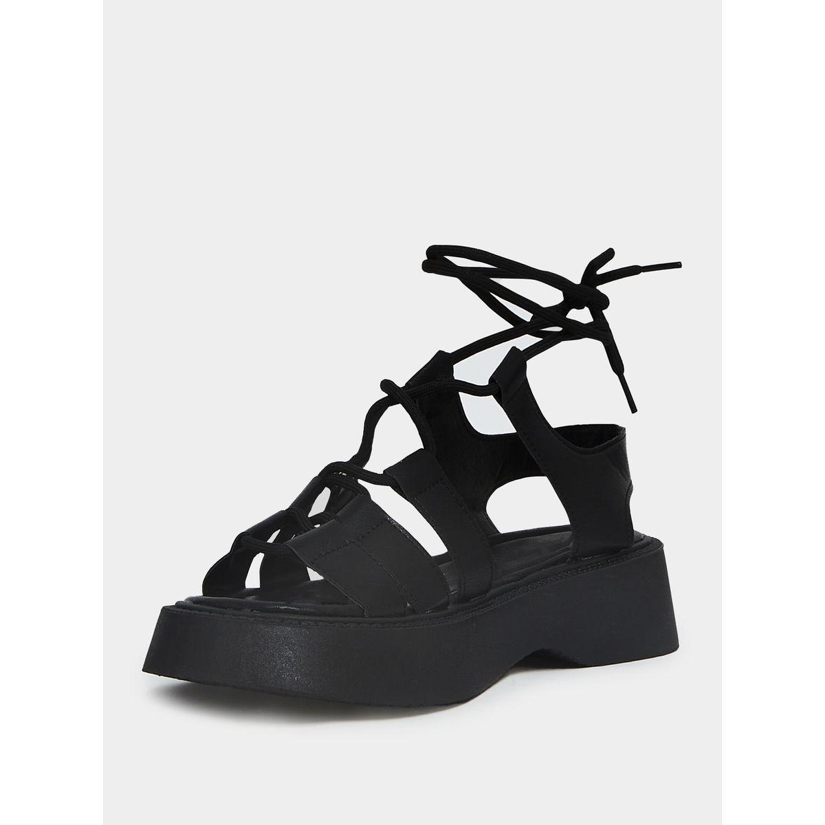 Styli Tie-Up Detail Gladiator Platform Sandals-women-shoes-heels-image-5