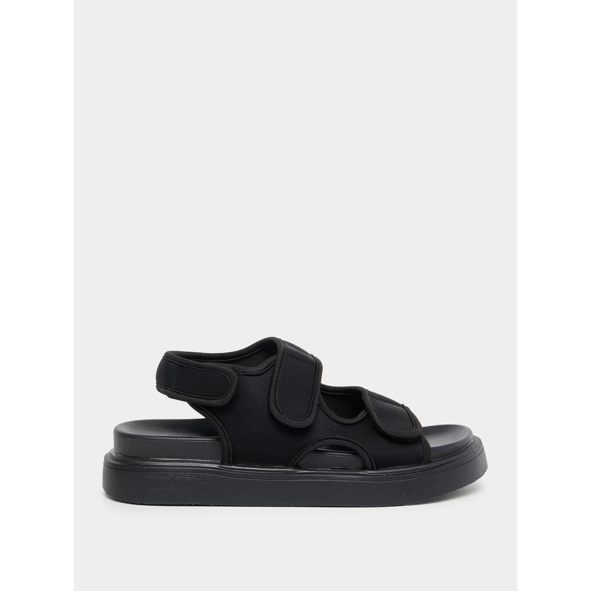 Styli Velcro Strap Plain Sandals-women-shoes-sandals-flats-image-2
