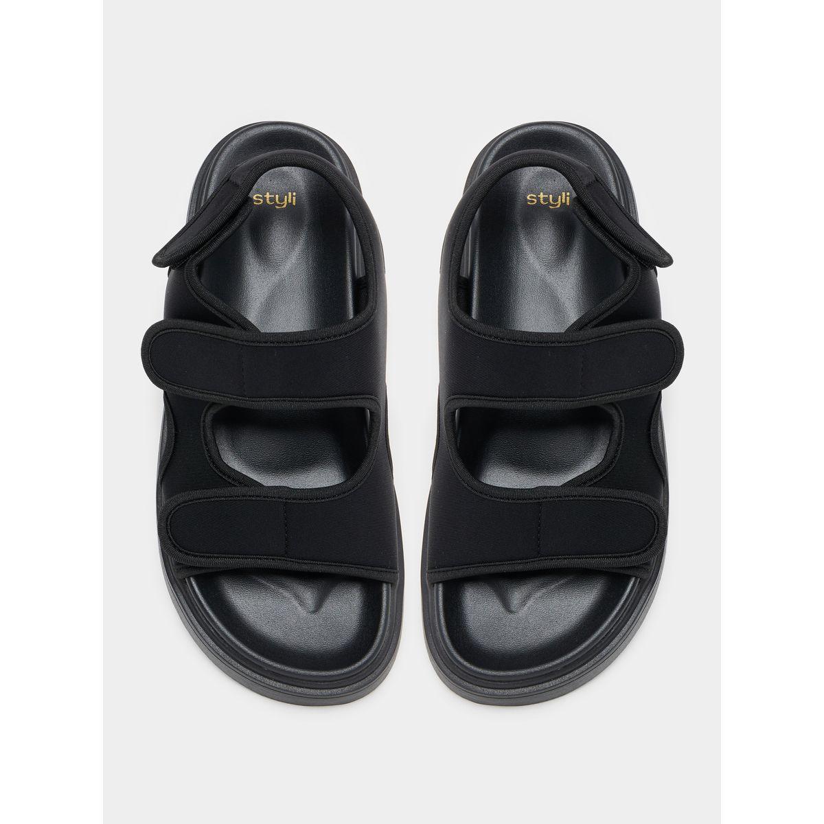 Styli Velcro Strap Plain Sandals-women-shoes-sandals-flats-image-7