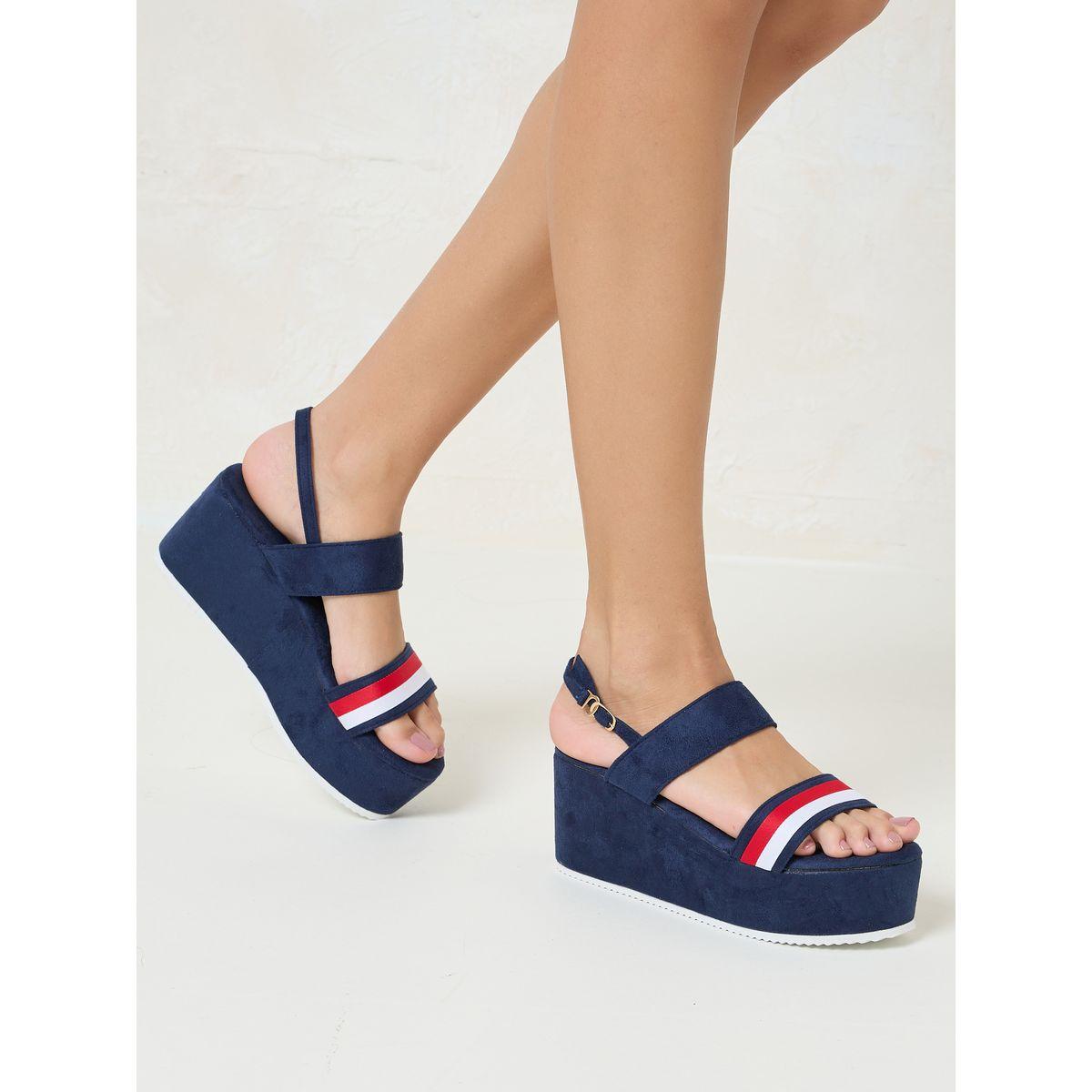 Styli Slingback Striped Wedge Sandals-women-shoes-heels-image-1