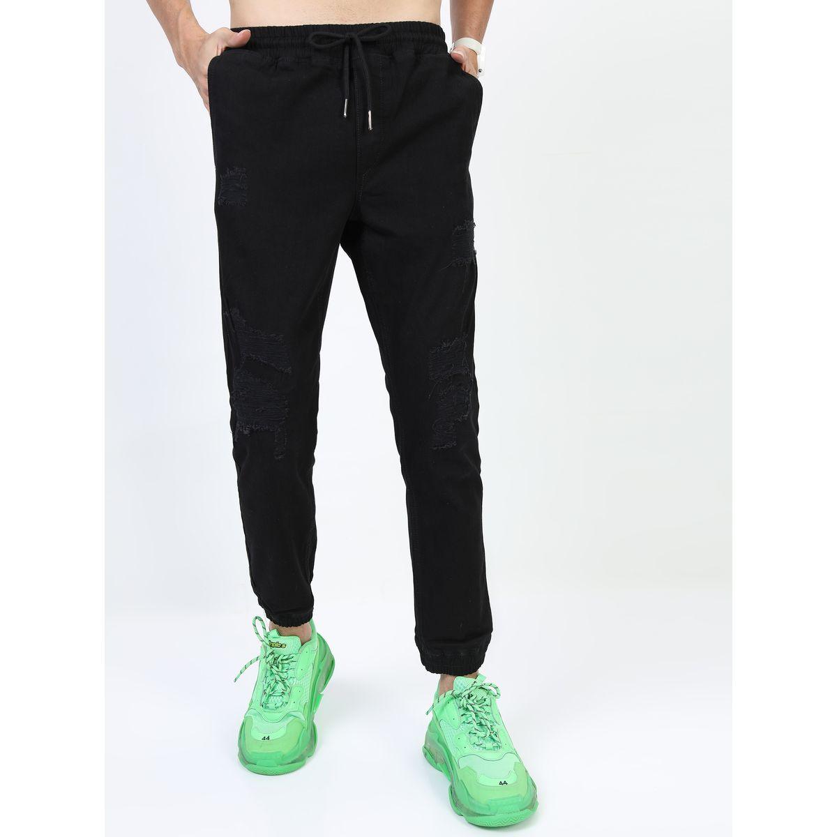 جوغر بتفاصيل ممزقة ورباط خصر مع جيوب هايلاندر × ستايلي-men-clothing-bottoms-joggers-image-1