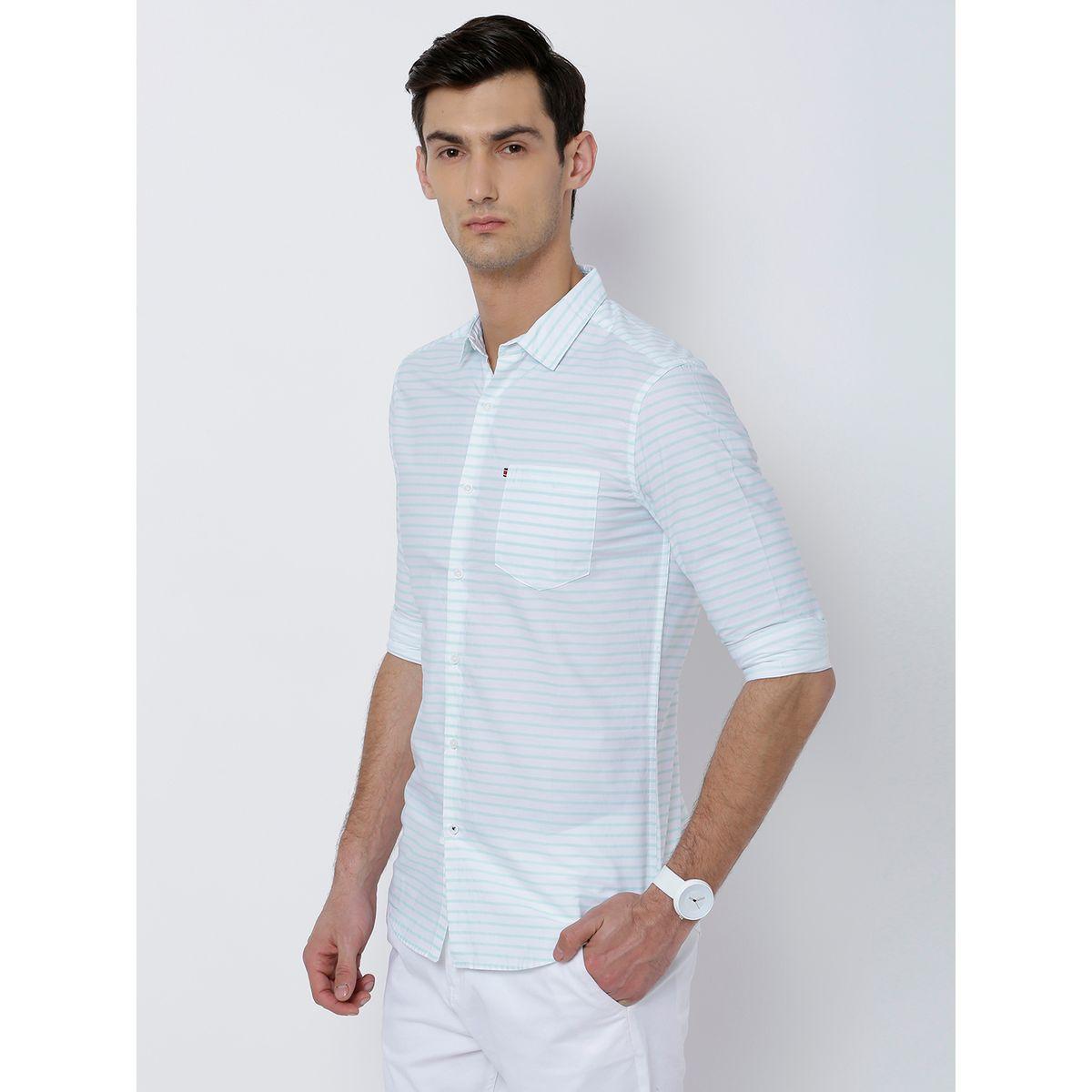قميص مخطط بقصة سليم فت وجيب هايلاندر × ستايلي-men-clothing-shirts-image-2