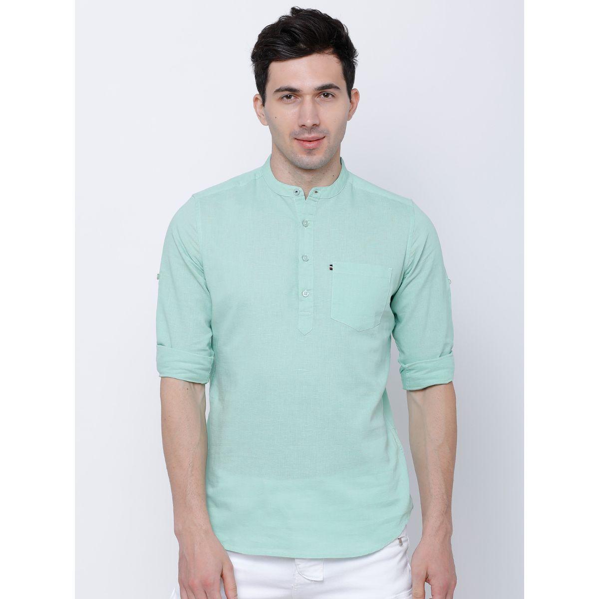 قميص بقصة سليم فت وياقة ماندارين هايلاندر × ستايلي-men-clothing-shirts-image-1