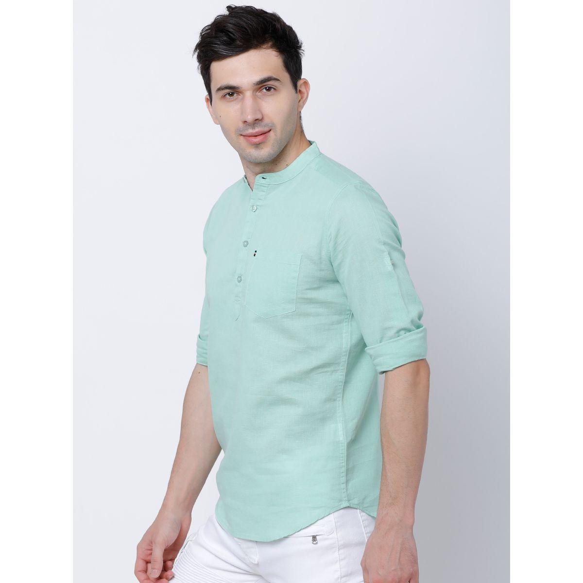 Highlander X Styli  Mandarin Collar Slim Fit Shirt with Roll Up Sleeves-men-clothing-shirts-image-2