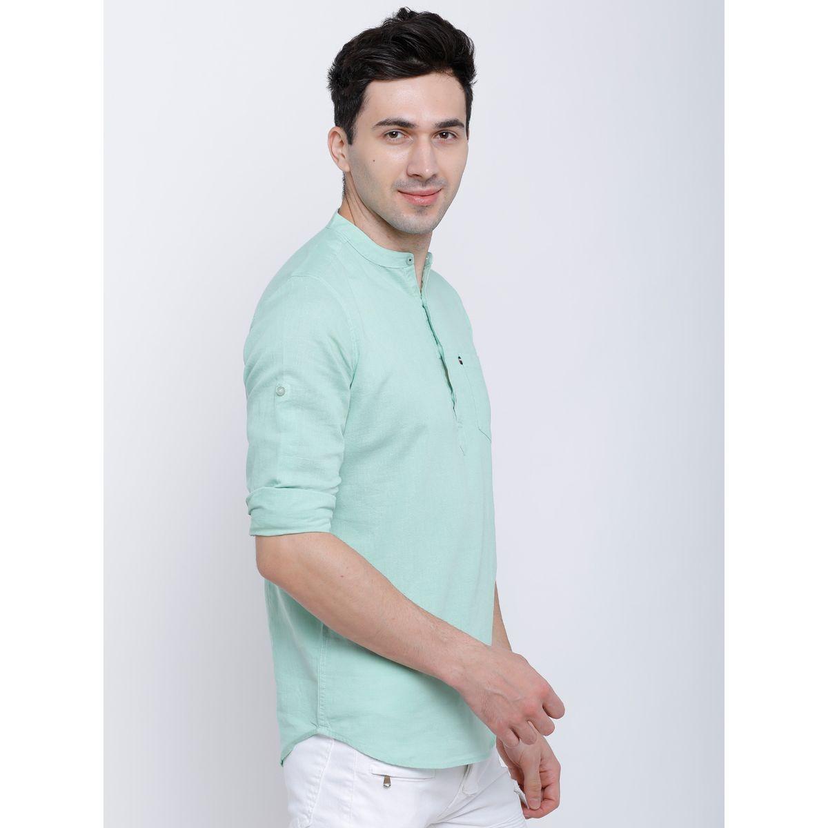 قميص بقصة سليم فت وياقة ماندارين هايلاندر × ستايلي-men-clothing-shirts-image-3