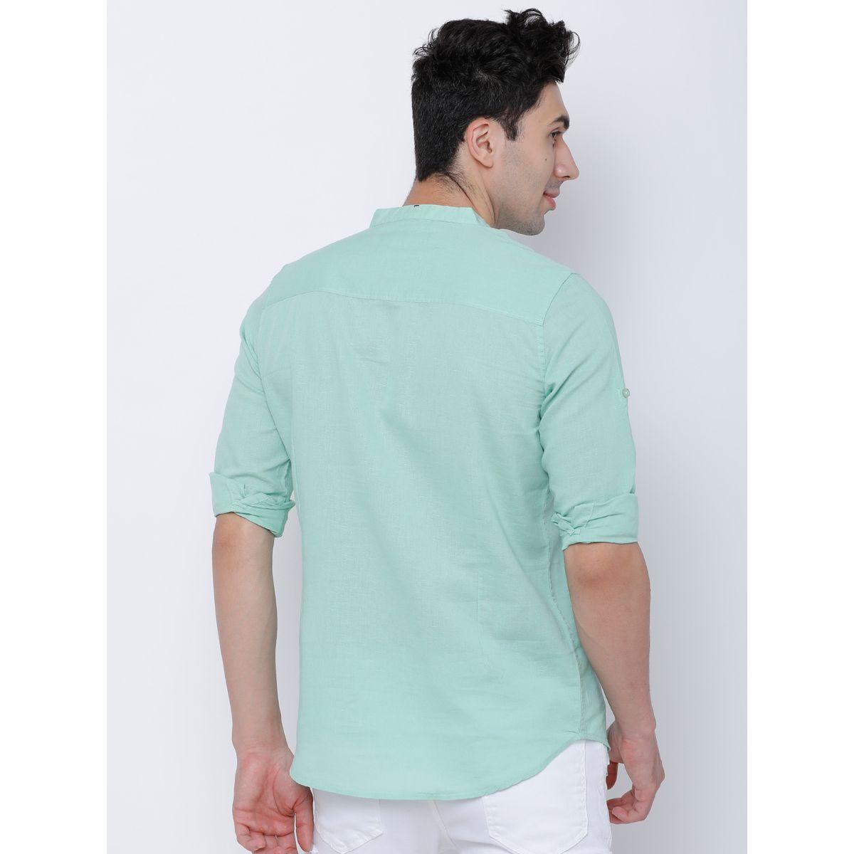 قميص بقصة سليم فت وياقة ماندارين هايلاندر × ستايلي-men-clothing-shirts-image-4