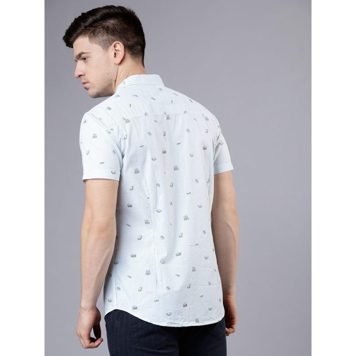 قميص مخطط بقصة سليم فت واكمام قصيرة هايلاندر × ستايلي-men-clothing-shirts-image-2