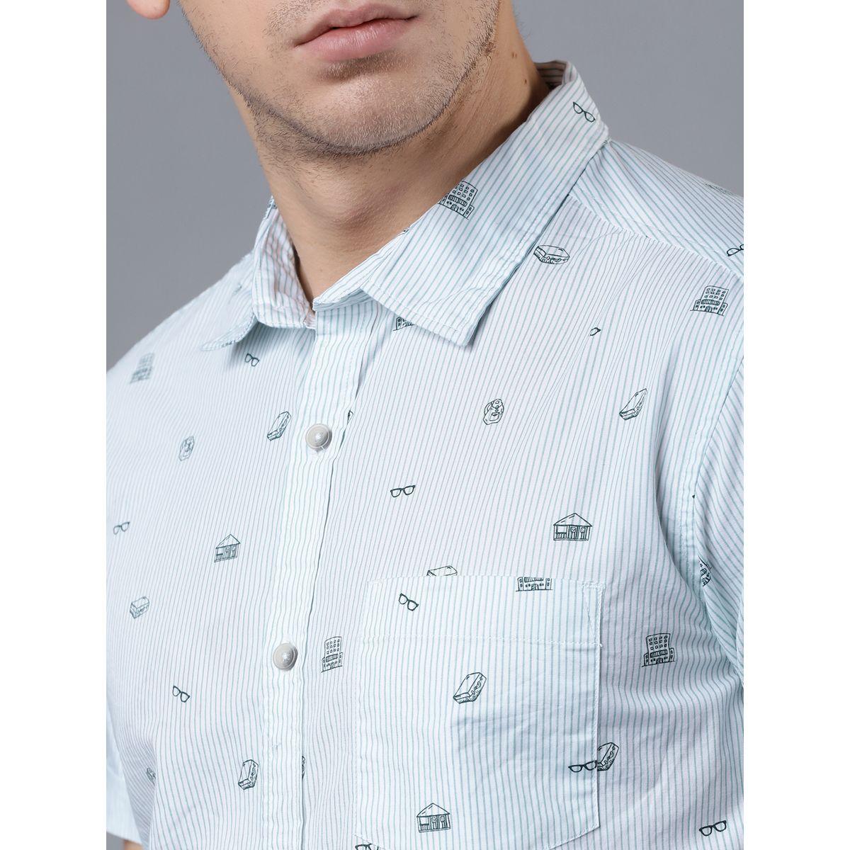 قميص مخطط بقصة سليم فت واكمام قصيرة هايلاندر × ستايلي-men-clothing-shirts-image-3