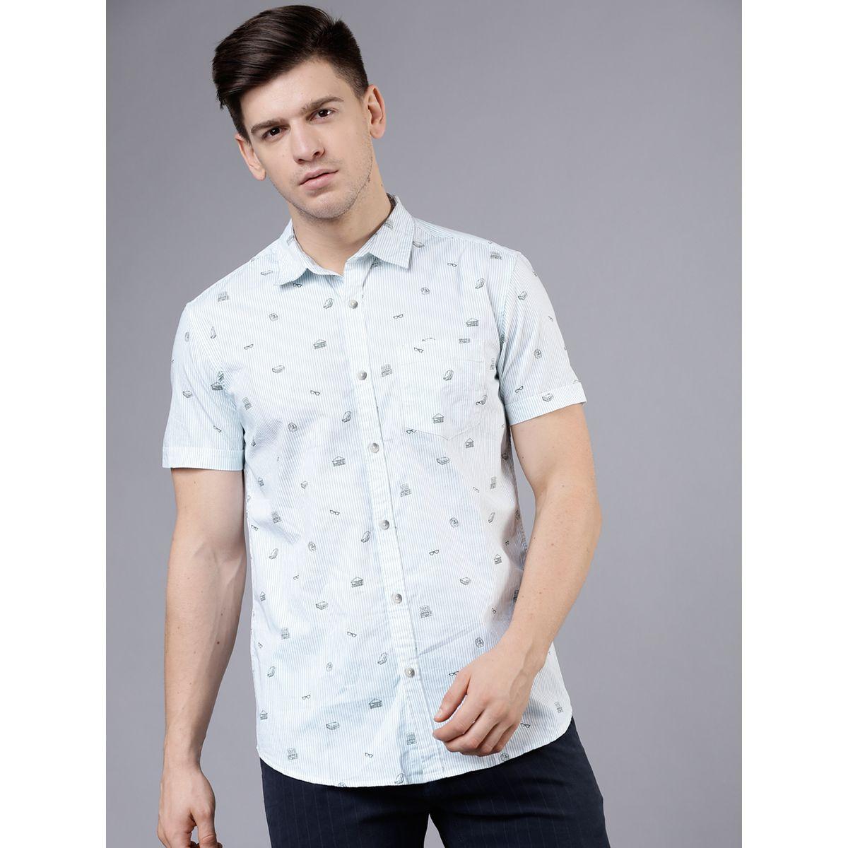 قميص مخطط بقصة سليم فت واكمام قصيرة هايلاندر × ستايلي-men-clothing-shirts-image-5