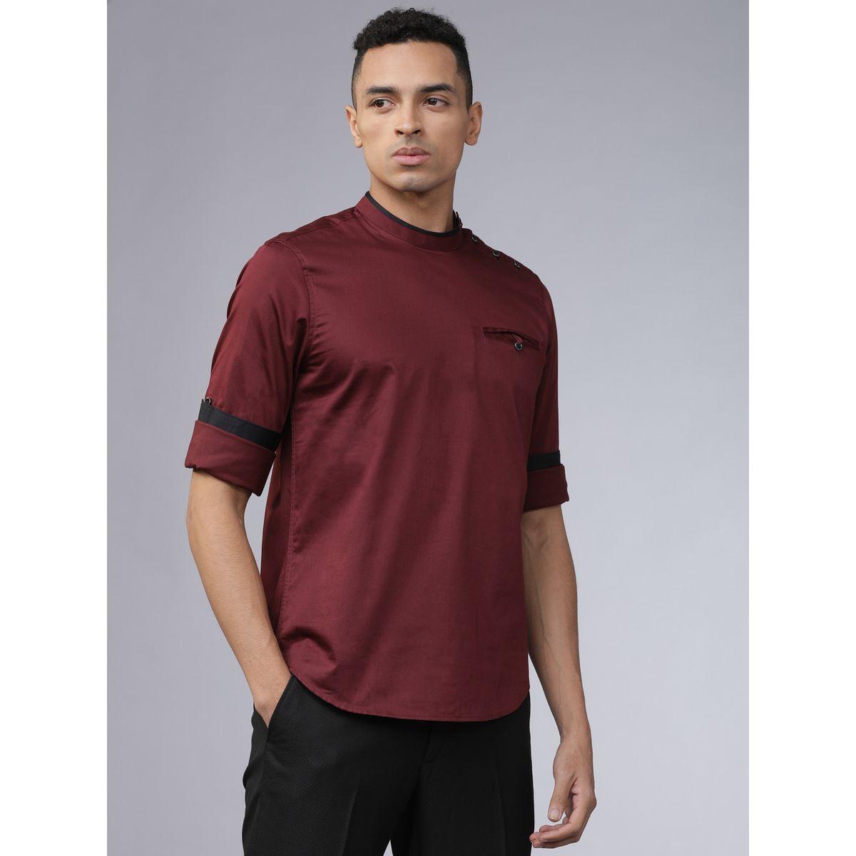 Highlander X Styli  Piped Mandarin Collar Shirt with Shoulder Placket-men-clothing-shirts-image-1