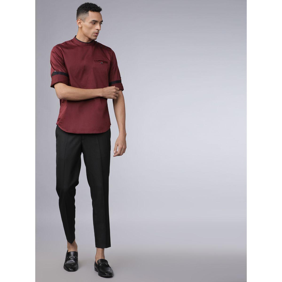 Highlander X Styli  Piped Mandarin Collar Shirt with Shoulder Placket-men-clothing-shirts-image-3