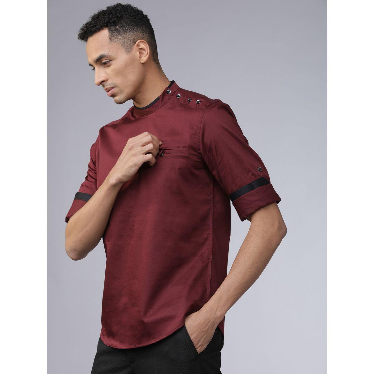 Highlander X Styli  Piped Mandarin Collar Shirt with Shoulder Placket-men-clothing-shirts-image-4