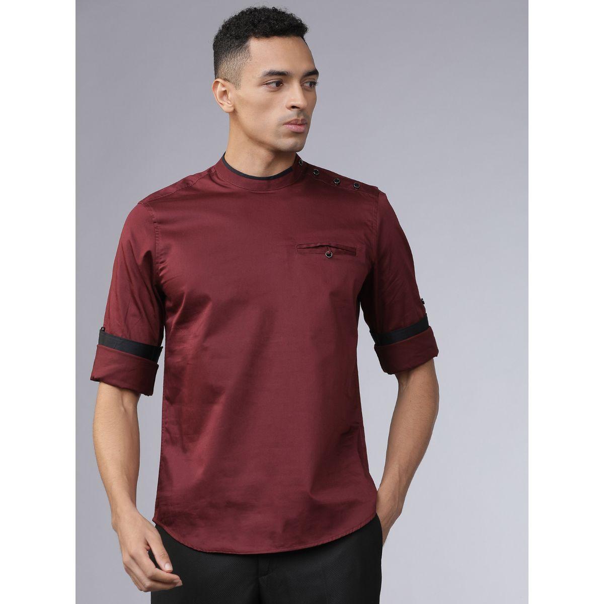 Highlander X Styli  Piped Mandarin Collar Shirt with Shoulder Placket-men-clothing-shirts-image-5
