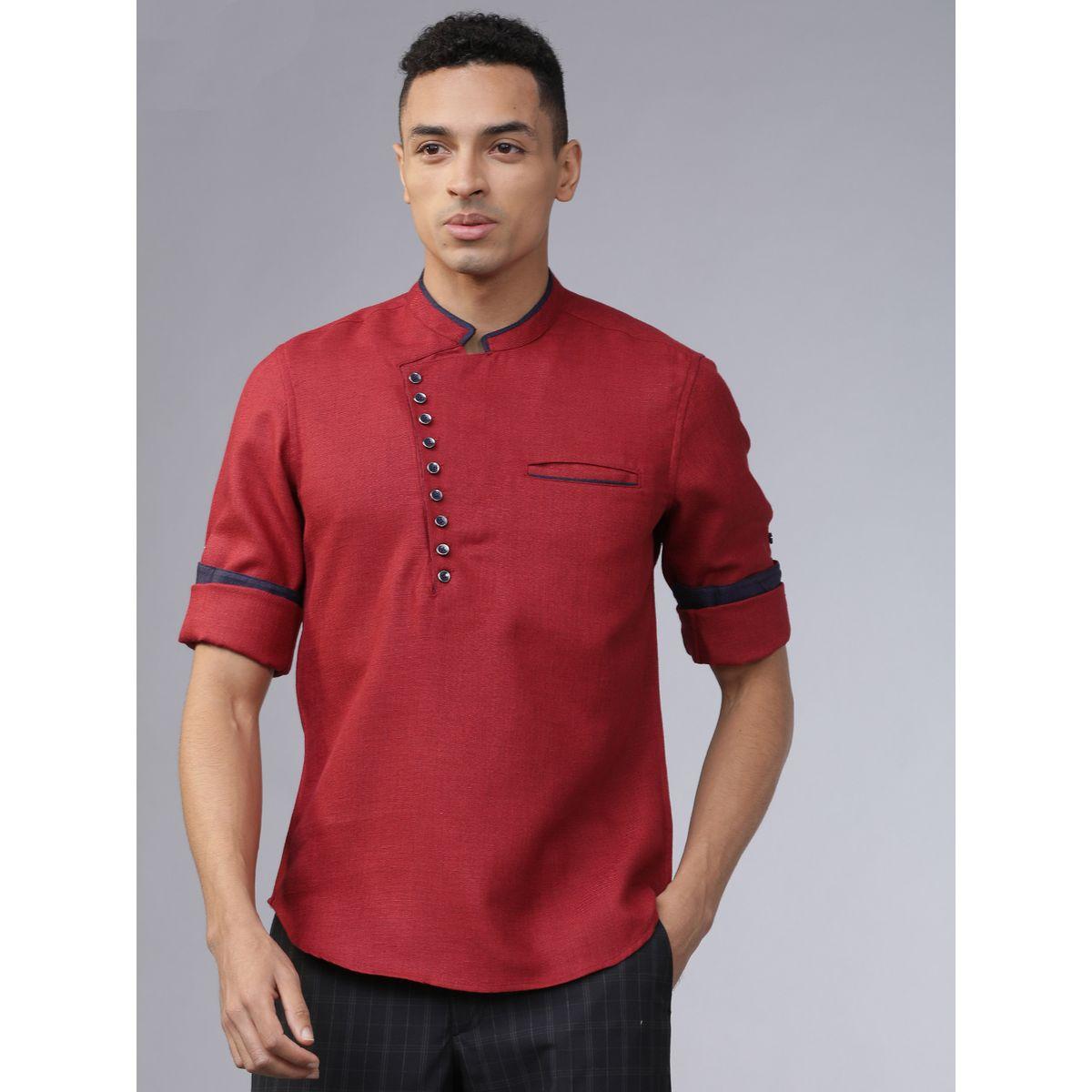 قميص بقصة سليم فت وياقة ماندارين هايلاندر × ستايلي-men-clothing-shirts-image-2