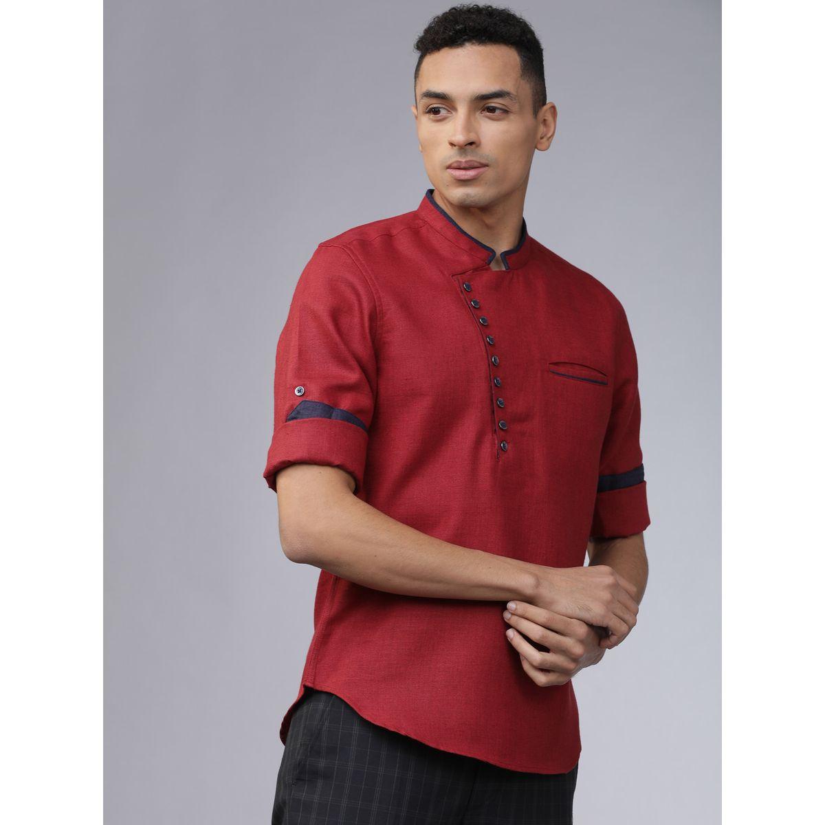قميص بقصة سليم فت وياقة ماندارين هايلاندر × ستايلي-men-clothing-shirts-image-4