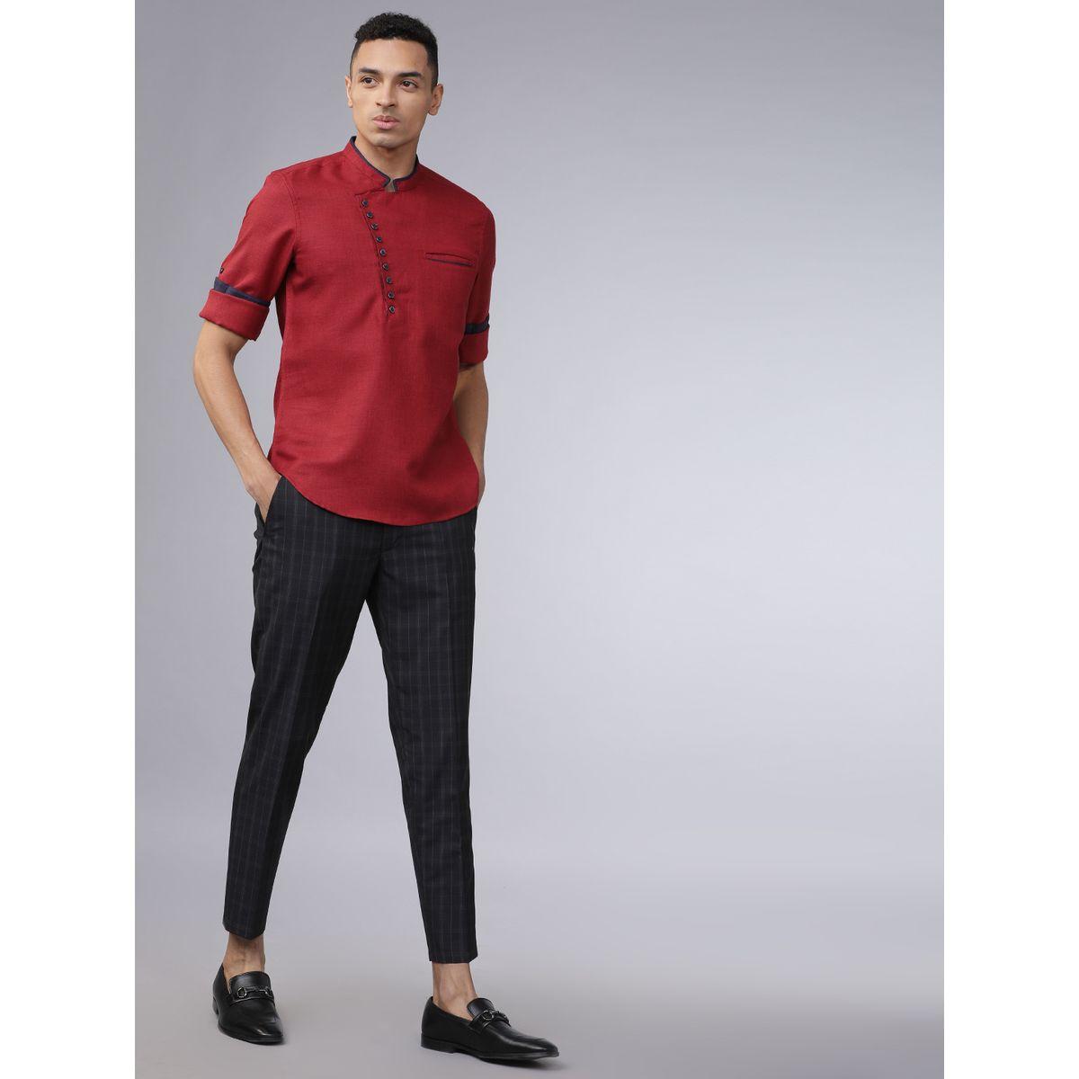 قميص بقصة سليم فت وياقة ماندارين هايلاندر × ستايلي-men-clothing-shirts-image-6