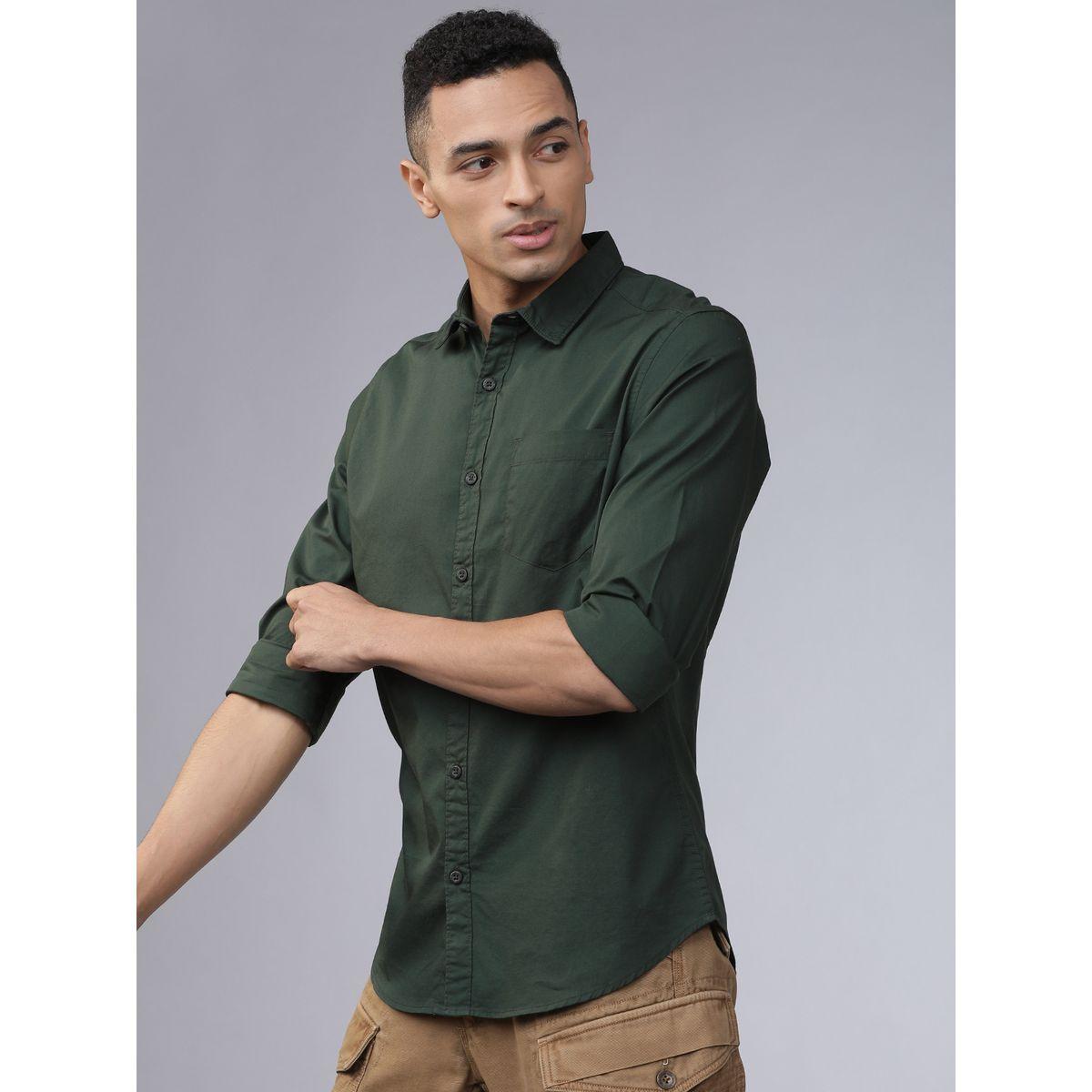 Highlander Solid Chest Pocket Detail Shirt with Long Sleeves-men-clothing-shirts-image-2