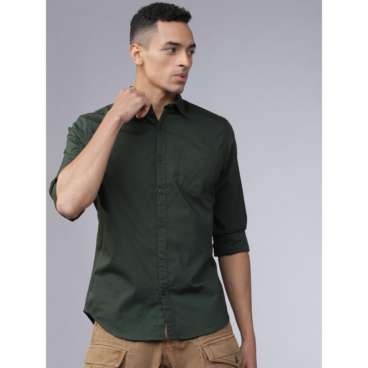 Highlander Solid Chest Pocket Detail Shirt with Long Sleeves-men-clothing-shirts-image-3