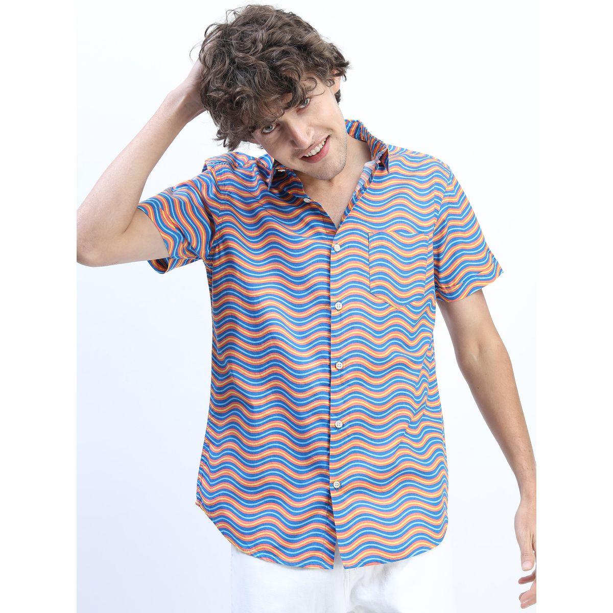 قميص بقصة سليم فت واكمام قصيرة هايلاندر × ستايلي-men-clothing-shirts-image-1