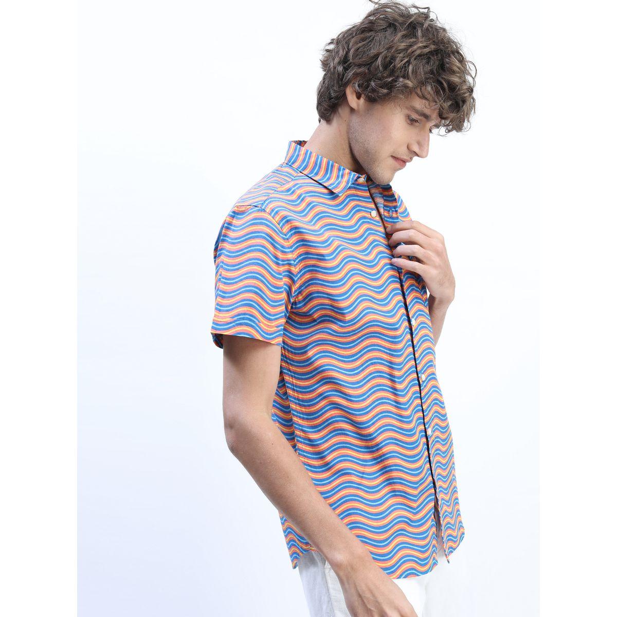 قميص بقصة سليم فت واكمام قصيرة هايلاندر × ستايلي-men-clothing-shirts-image-2