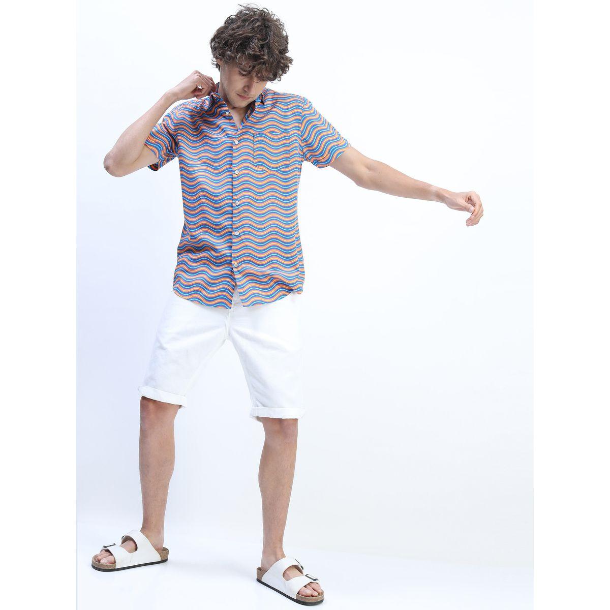 قميص بقصة سليم فت واكمام قصيرة هايلاندر × ستايلي-men-clothing-shirts-image-4