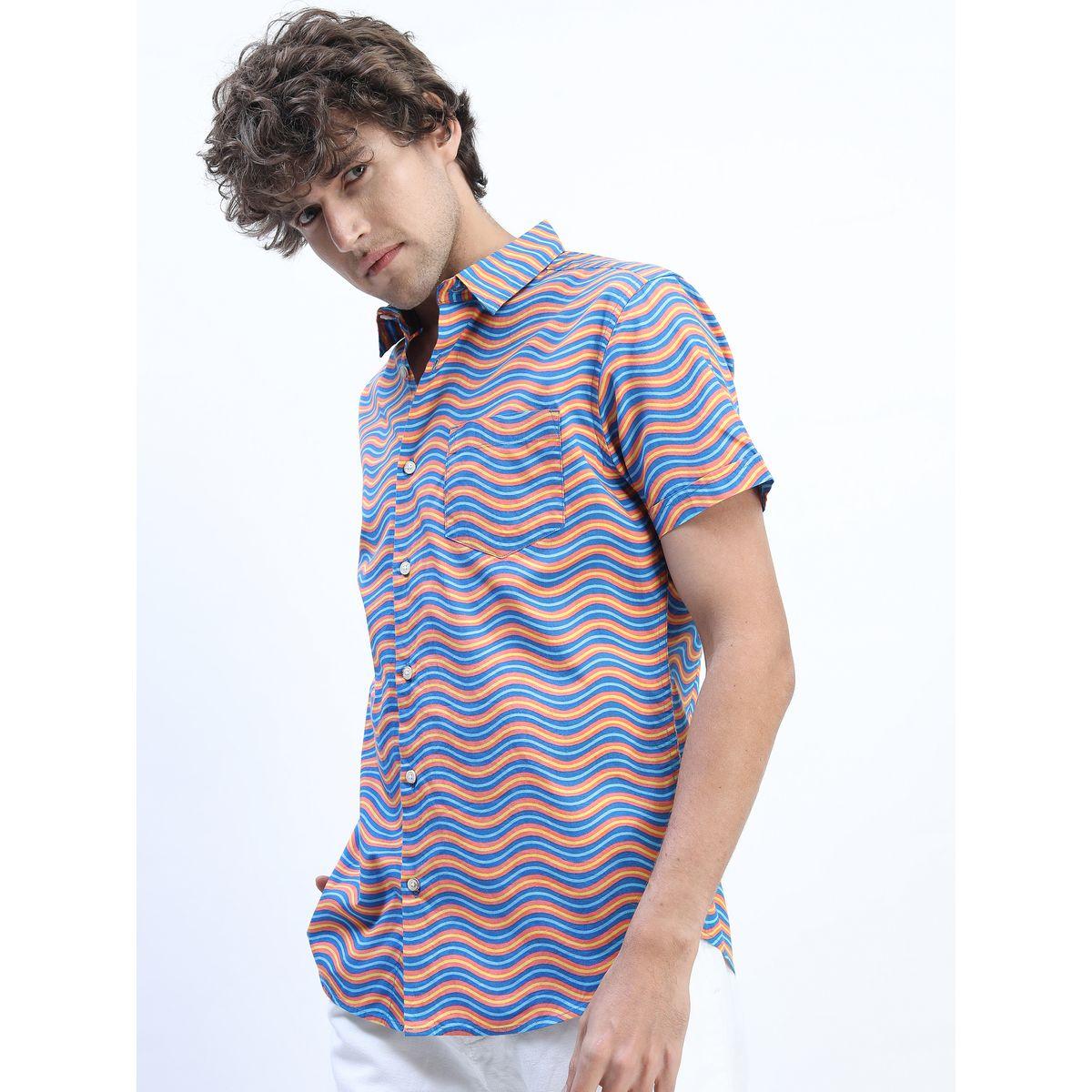 قميص بقصة سليم فت واكمام قصيرة هايلاندر × ستايلي-men-clothing-shirts-image-5