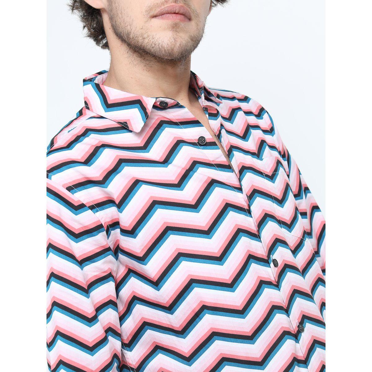 Highlander X Styli  Zigzag Stripe Slim Fit Shirt with Long Sleeves-men-clothing-shirts-image-3