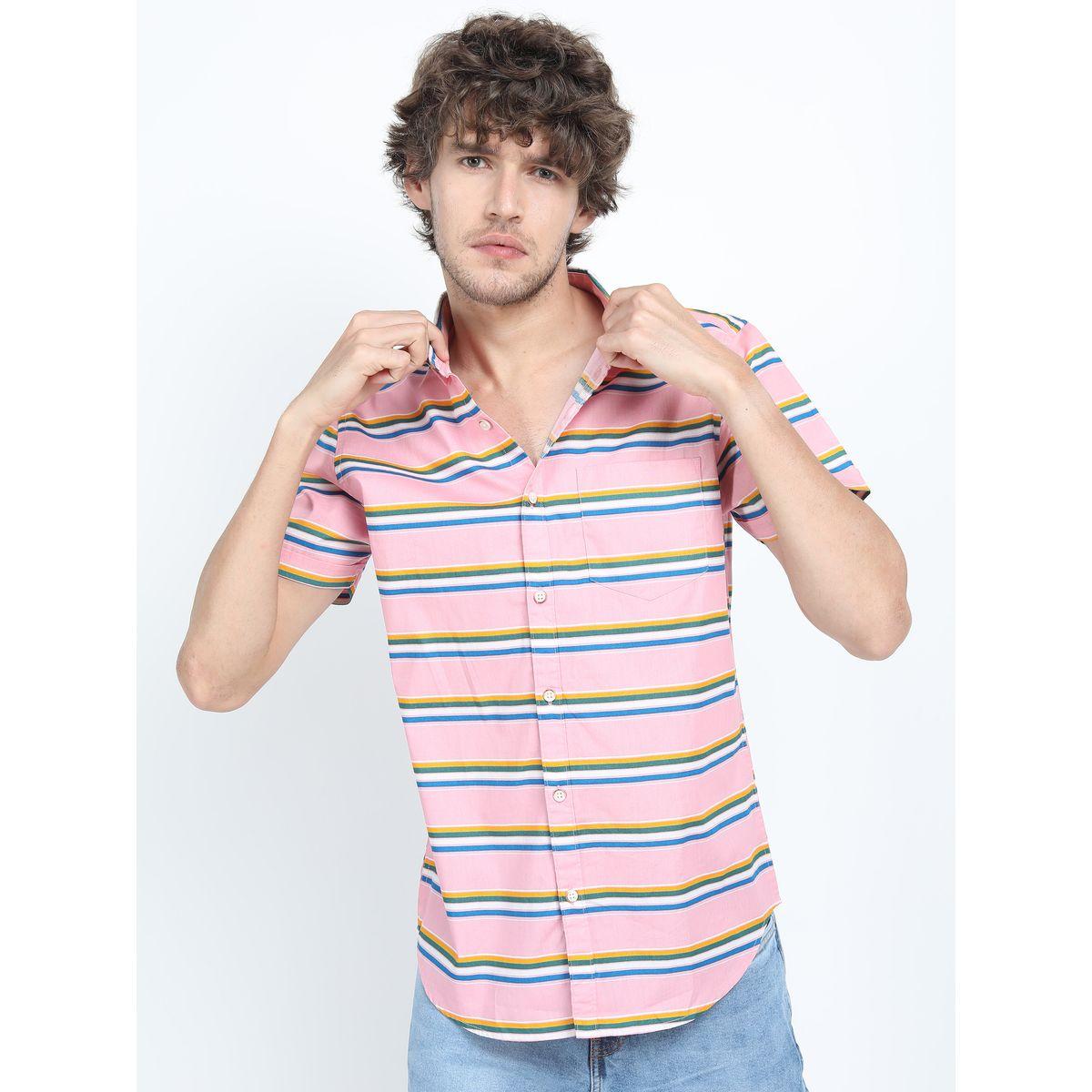 قميص بقصة سليم فت واكمام قصيرة هايلاندر × ستايلي-men-clothing-shirts-image-1