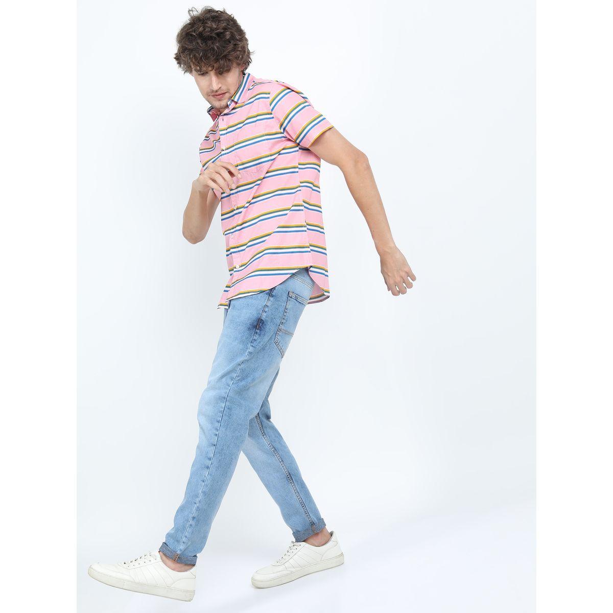 قميص بقصة سليم فت واكمام قصيرة هايلاندر × ستايلي-men-clothing-shirts-image-3