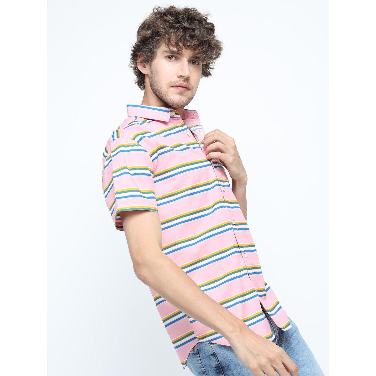 قميص بقصة سليم فت واكمام قصيرة هايلاندر × ستايلي-men-clothing-shirts-image-5