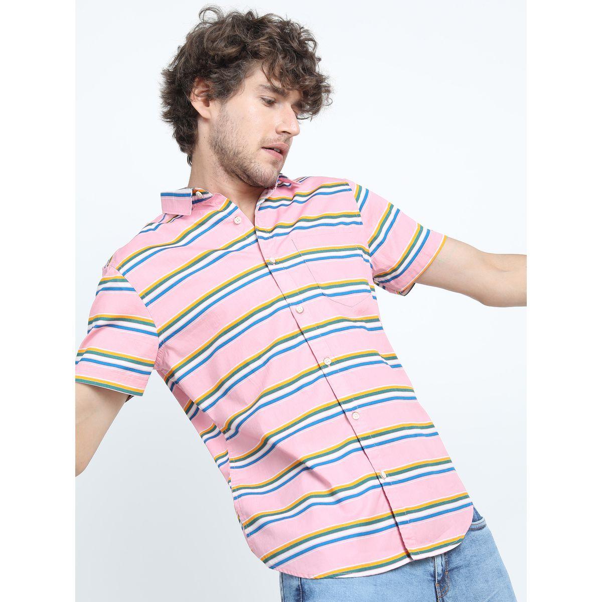 قميص بقصة سليم فت واكمام قصيرة هايلاندر × ستايلي-men-clothing-shirts-image-6