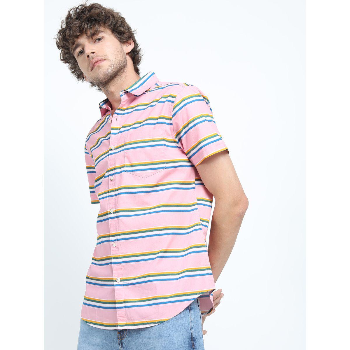 قميص بقصة سليم فت واكمام قصيرة هايلاندر × ستايلي-men-clothing-shirts-image-7