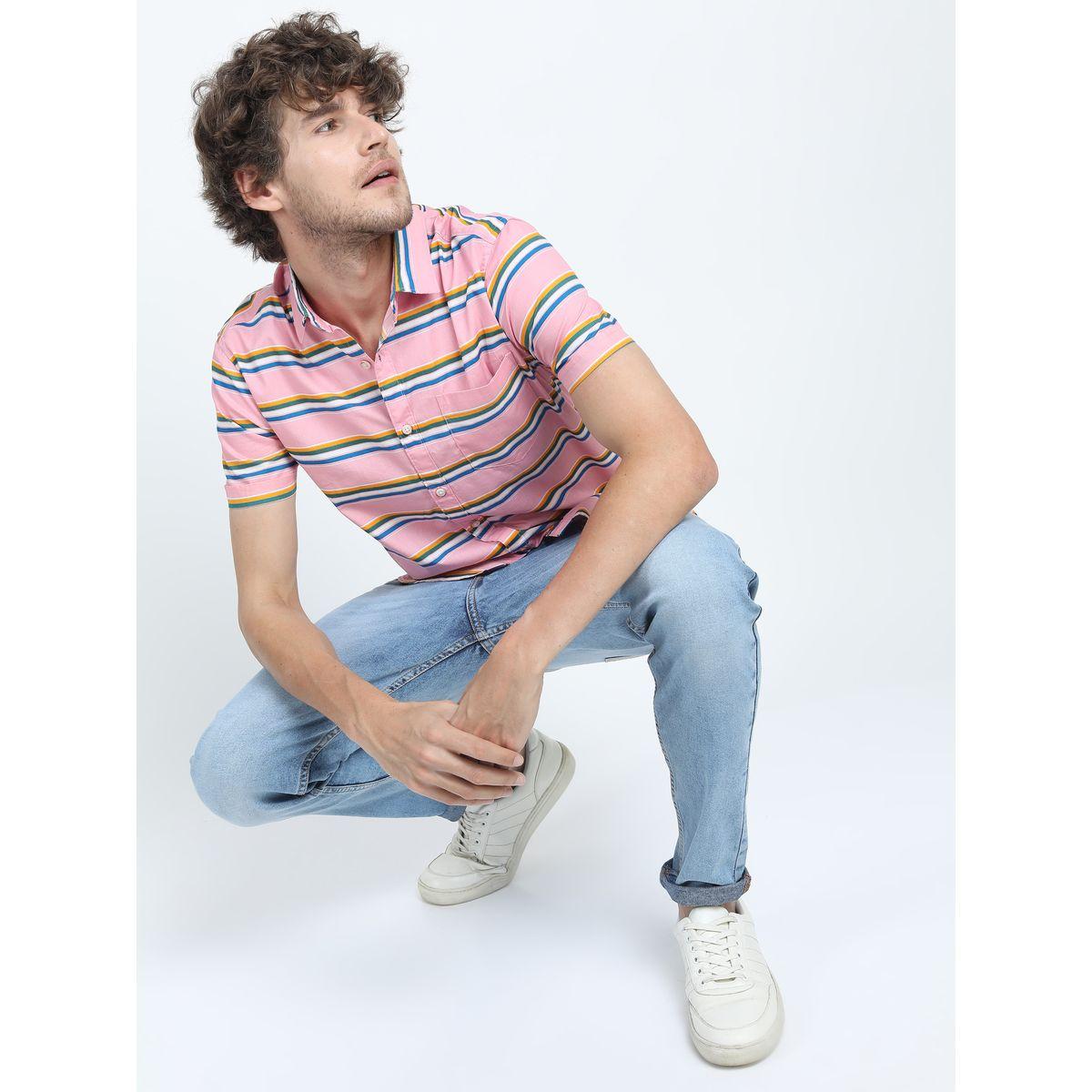 قميص بقصة سليم فت واكمام قصيرة هايلاندر × ستايلي-men-clothing-shirts-image-8