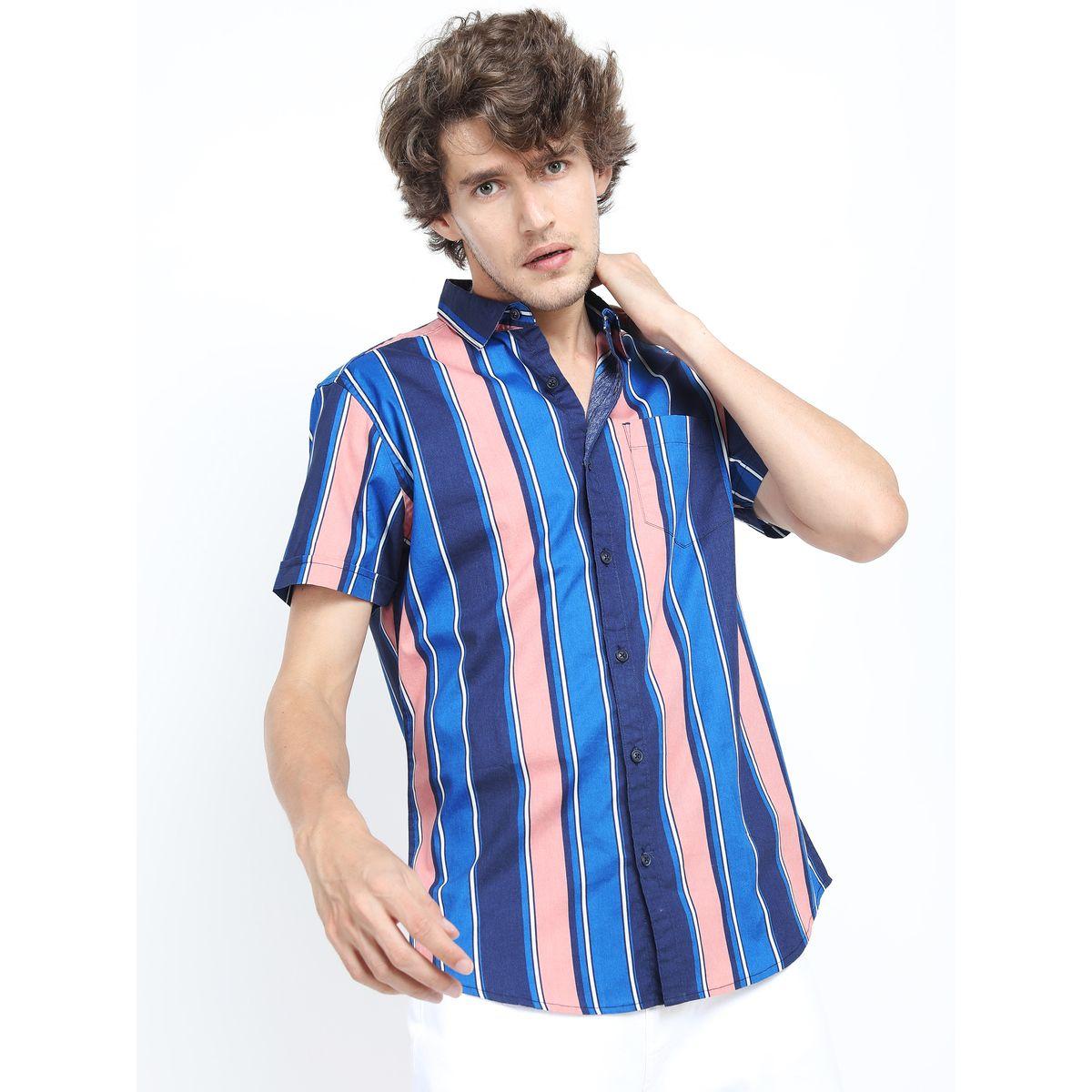Highlander X Styli  Striped Pocket Detail Slim Fit Shirt with Short Sleeves-men-clothing-shirts-image-1