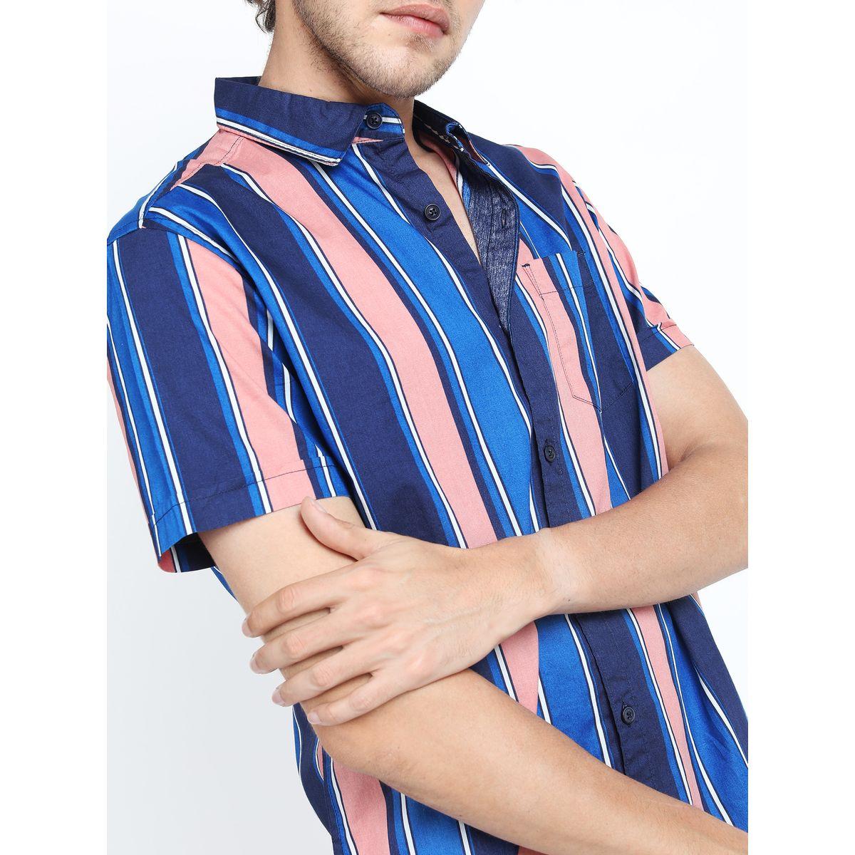 Highlander X Styli  Striped Pocket Detail Slim Fit Shirt with Short Sleeves-men-clothing-shirts-image-2