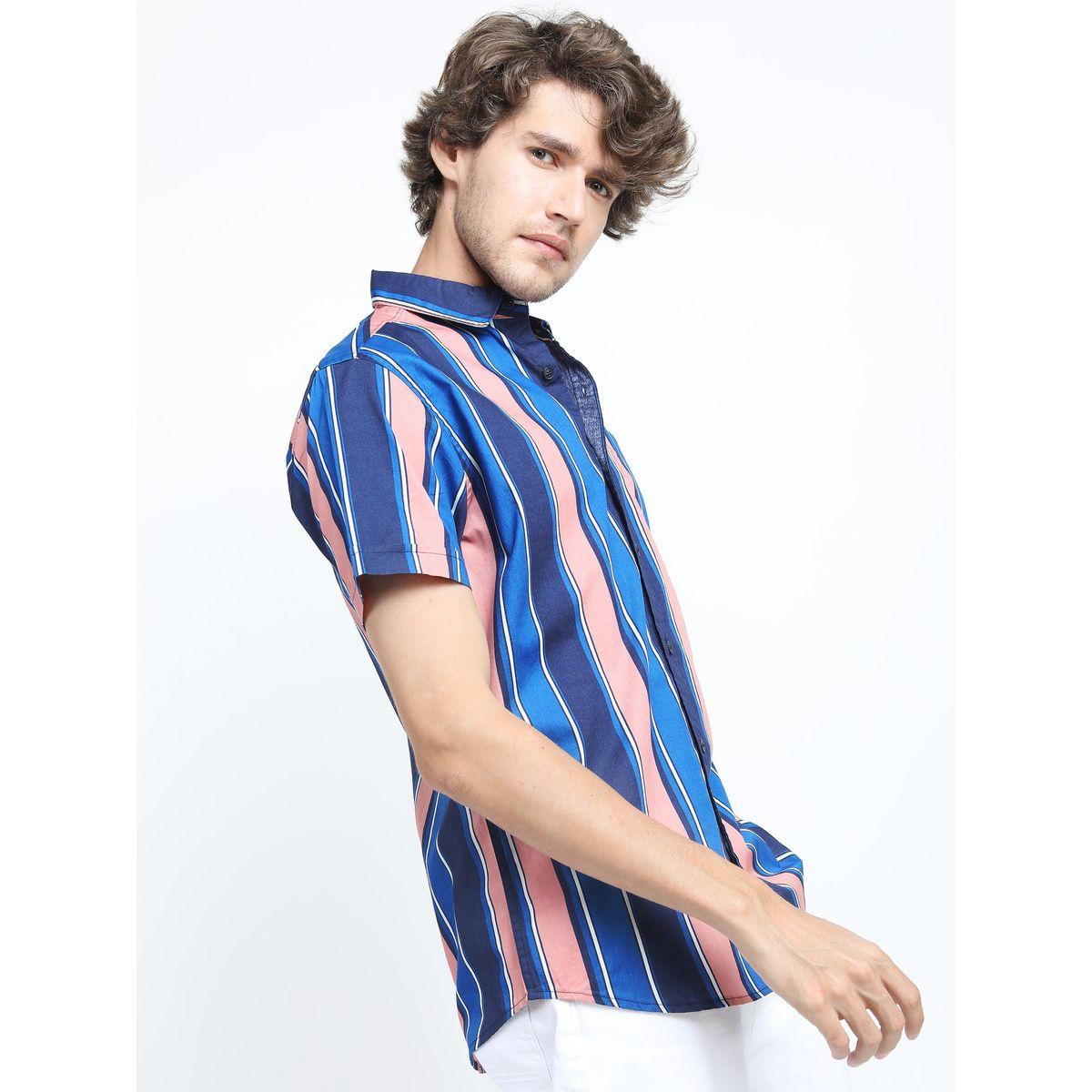 Highlander X Styli  Striped Pocket Detail Slim Fit Shirt with Short Sleeves-men-clothing-shirts-image-3